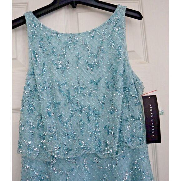Aidan Mattox MD1E207198 Women's Sz 4 Mint Boatneck Beaded Fit-&-Flare Dress $450 - Picture 12 of 12